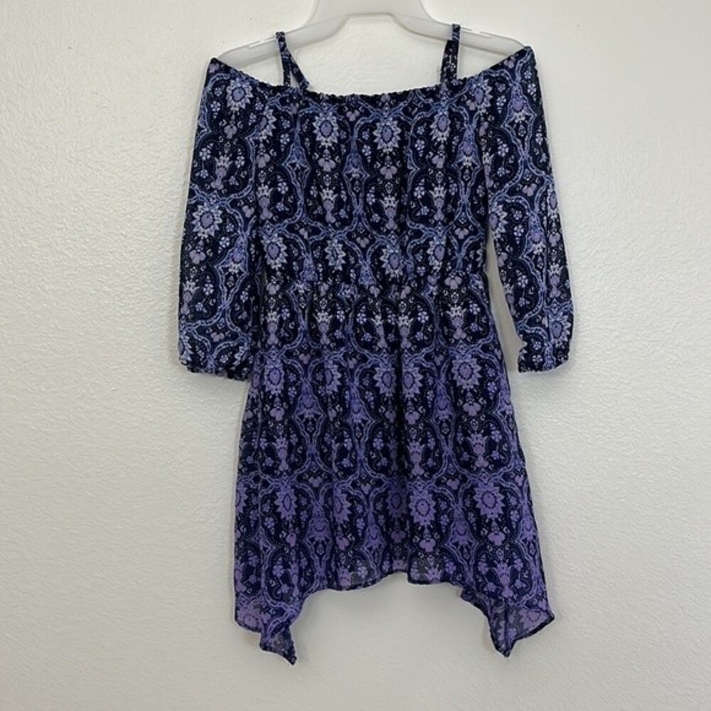 The Children’s Place girl 7/8 cold Shoulder long Sleeve Ombré dress
